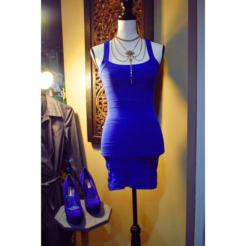 Royal Blue Fitted Dress / Evening Night Dress